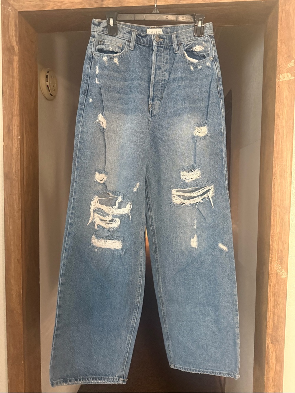 Cello Distressed Boyfriend Jeans in Light Blue Wash